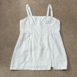 Abercrombie & Fitch White Sleeveless Tailored Tweed Mini Dress